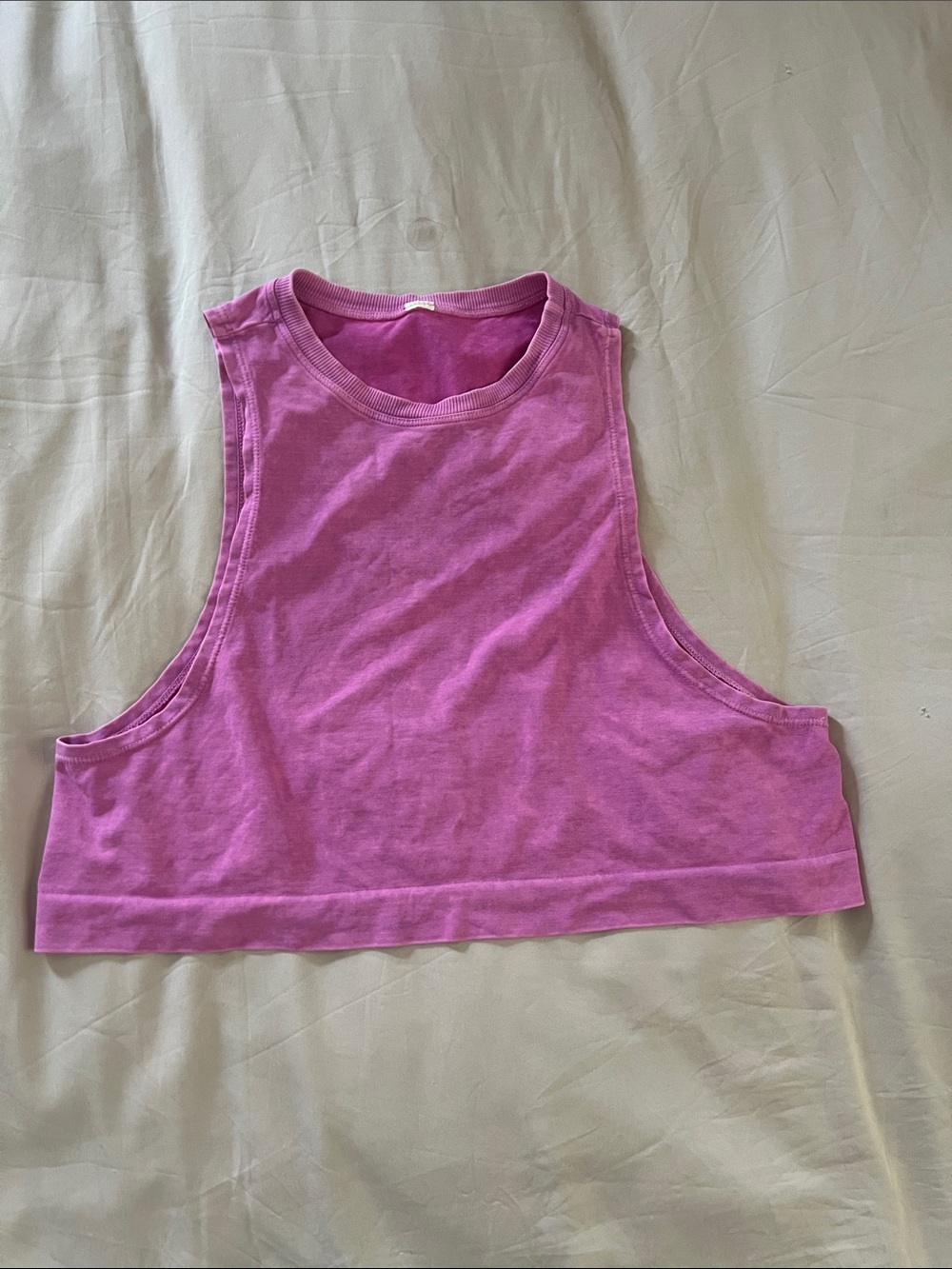High-Neck Crop Tank Top in Lilac Pink